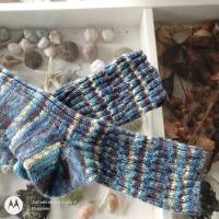 Socken handgestrickt mit elastischem Muster, Größe 44/45, Wollsocken, bunt Bild 3