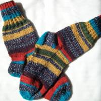Gestrickte Socken für Kinder Gr.34/35, bunt gestreift ,schön warm Bild 1