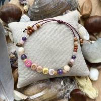 Power - Perlen-Armband mit Edelsteinen, Rocailles und positiver Botschaft Bild 1