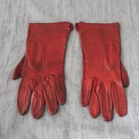dunkelrote Vintage Handschuhe Leder Patina Bild 1