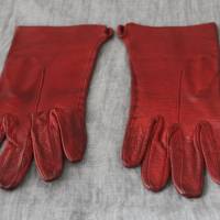 dunkelrote Vintage Handschuhe Leder Patina Bild 2