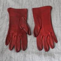 dunkelrote Vintage Handschuhe Leder Patina Bild 3