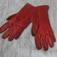 dunkelrote Vintage Handschuhe Leder Patina Bild 4