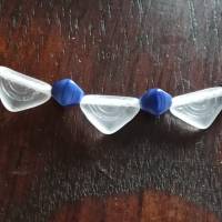 Halskette mit böhm. Glasperlen ''Wimpel'' blau-weiß Bild 1