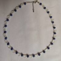 Halskette mit böhm. Glasperlen ''Wimpel'' blau-weiß Bild 3