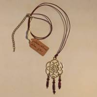 Halskette mit Anhänger ''Lebensblume'' an Lederband Bild 3