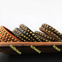 Armband, Wickelband, Leder,  Lederband mit Nieten, Vintage-Stil Bild 3