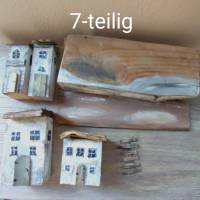 Deko-Holzhäuser, 7er-Set, handbemalt, Massivholz Bild 6