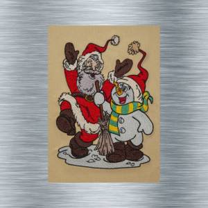 Stickdatei Weihnachtsmann mit Schneeli Bunt - 13 x 18 cm Rahmen - Weihnachtliche Stickmotive, Weihnachtsmotiv Bild 1
