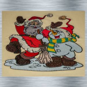 Stickdatei Weihnachtsmann mit Schneeli Bunt - 13 x 18 cm Rahmen - Weihnachtliche Stickmotive, Weihnachtsmotiv Bild 4