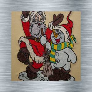 Stickdatei Weihnachtsmann mit Schneeli Bunt - 13 x 18 cm Rahmen - Weihnachtliche Stickmotive, Weihnachtsmotiv Bild 5