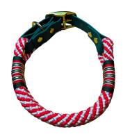 Hundehalsband, verstellbar, rot, weiß, grün, gold, Biothane und Schnalle Bild 5