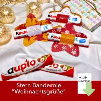 Banderole Schokolade, Last Minute Geschenk zum ausdrucken, Weihnachten Aufmerksamkeit, 3 Sterne mit Weihnachtsgrüßen Bild 1