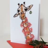Christmas Giraffe - Weihnachtliche Klappkarte Bild 1