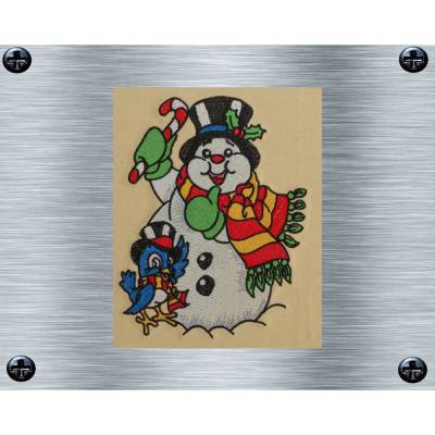 Stickdatei Schneemann mit Vogel - 13 x 18 cm Rahmen - Winterliche Stickmotive, Wintermotiv, digitale Stickdatei