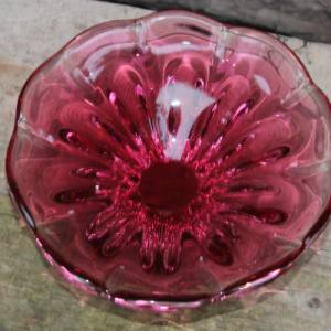kleine Schale Josef Hospodka Chribska pink Kristall Glas Vintage Böhmen Czeckoslovakia Bild 3