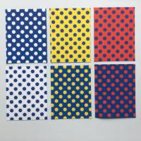 Stanzteile Rechteck 6 Stück, kleine Karten blau, gelb, rot, weiß gepunktet Tonpapier 130 g, zum Kartenbasteln Bild 1