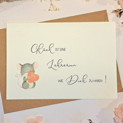Glück ist eine Lehrerin wie Dich zu haben Karte – Dankeskarte & Geschenk für Lieblingslehrerin
