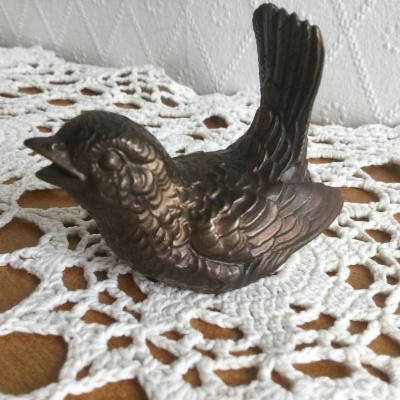 Vintage Vögelchen aus massiver Bronze fein ziseliert aus den 70er Jahren
