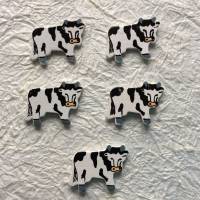Holzstreuteile Kühe, 2 cm hoch und 3 cm breit, 5 Stück, Dekostreu, Holzteile Kuh Bild 2