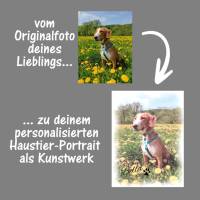 Haustierportrait Hund im Aquarell-Stil | personalisierbar mit Namen, Pfotenabdruck - Digitaldruck Tierportrait Bild 2