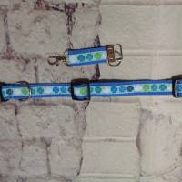 Hundehalsband mit Schlüsselanhänger blau Kleeblatt Bild 1