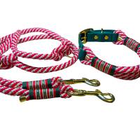 Weihnachts - Hundeleine und Halsband Set, beides verstellbar, rot, weiß, grün, gold, Biothane und Schnalle, 10 mm Bild 2