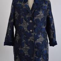 Damen Jacuard Mantel | Blau/Grau | Bild 1