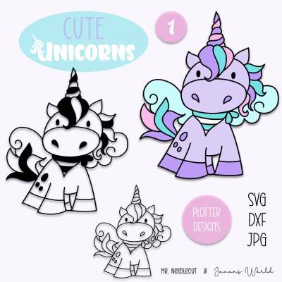 Plotterdatei Janeas World Cute Unicorns 1