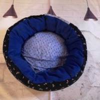 Tierkörbchen Tierbettchen Hundebett Katzenbett Maritime Motive (Baumwolleware) aussen, Fleece blau innen Bild 1