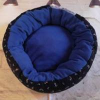 Tierkörbchen Tierbettchen Hundebett Katzenbett Maritime Motive (Baumwolleware) aussen, Fleece blau innen Bild 2