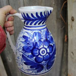 großer Wasserkrug 1,6 l Delfter Blau Milchkrug Krug Saftkrug Vase Keramik Bild 8