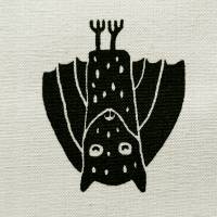 Fledermäuse, Geschirrtuch aus Biobaumwolle. Siebdruck, handbedruckt. Bild 2
