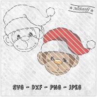 Coole Plotterdatei - Weihnachtsaffe - SVG - DXF - Datei - Mithstoff - Äffchen mit Nikolausmütze Bild 1