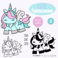 Plotterdatei Janeas World Cute Unicorns 3 Bild 1