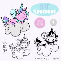 Plotterdatei Janeas World Cute Unicorns 4 Bild 1
