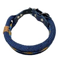 Hundeleine und Halsband Set, beides verstellbar, marineblau, türkis, orange, beige, Leder und Schnalle, 10 mm Bild 7