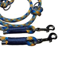 Hundeleine und Halsband Set, beides verstellbar, marineblau, türkis, orange, beige, Leder und Schnalle, 10 mm Bild 9