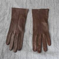 braune Vintage Handschuhe Leder Bild 1