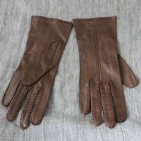 braune Vintage Handschuhe Leder Bild 2