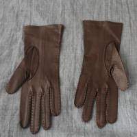 braune Vintage Handschuhe Leder Bild 4