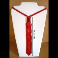 Krawatte aus Glasschliffperlen; rot Bild 3