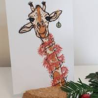 Christmas Giraffe - Weihnachtliche Postkarte Bild 1