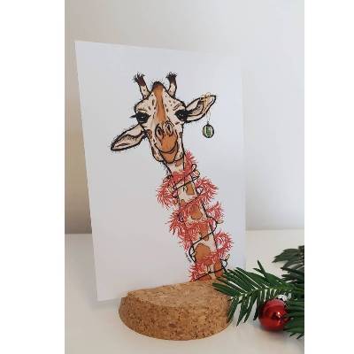 Christmas Giraffe - Weihnachtliche Postkarte