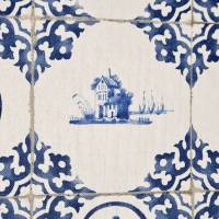 Stoff Meterware Baumwollstoff weiss "Dutch Tile" blau  Kacheln Fliesen Dekostoff Bild 1
