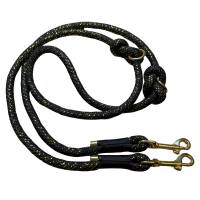 Hundeleine und Halsband Set, beides verstellbar, schwarz, gold, Leder und Schnalle, 10 mm Stärke Bild 5