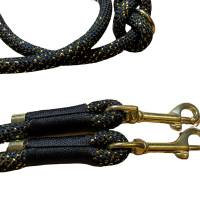Hundeleine und Halsband Set, beides verstellbar, schwarz, gold, Leder und Schnalle, 10 mm Stärke Bild 6