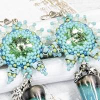 lässige beadwork ohrringe, geschenk, keramik, glasperlen, blau, grün Bild 7