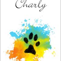 Pfotenabdruck Poster | mit Pfotenabdruck und Name deines Hundes - orange gelb türkis, Farbklecks bunt - Digitaldruck Bild 7