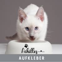 Napf-Aufkleber „Wunschname“ Katze Hund Vinylaufkleber Beschriftung Haustiere Bild 1
